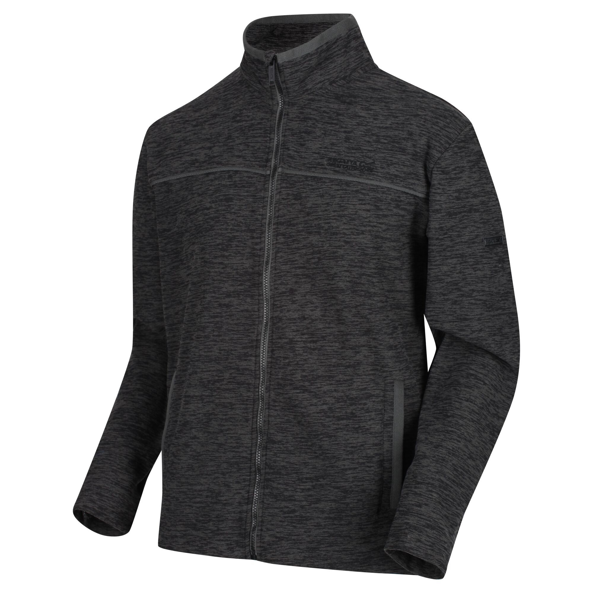 Material: polyester: 100%. 280 grams 100% polyester grid fleece. Inner zip guard. 2 lower pockets. Adjustable shockcord hem. Regatta outdoors badge on the left sleeve. Wear it to bulk up your deep winter layers or as a jacket on milder days.
