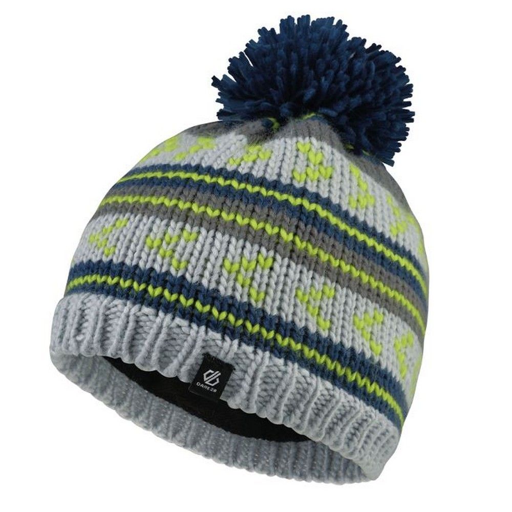 Material: acrylic: 100%. Soft knot construction. Fleece lining. Bobble detail. Knitted ribbed cuff.