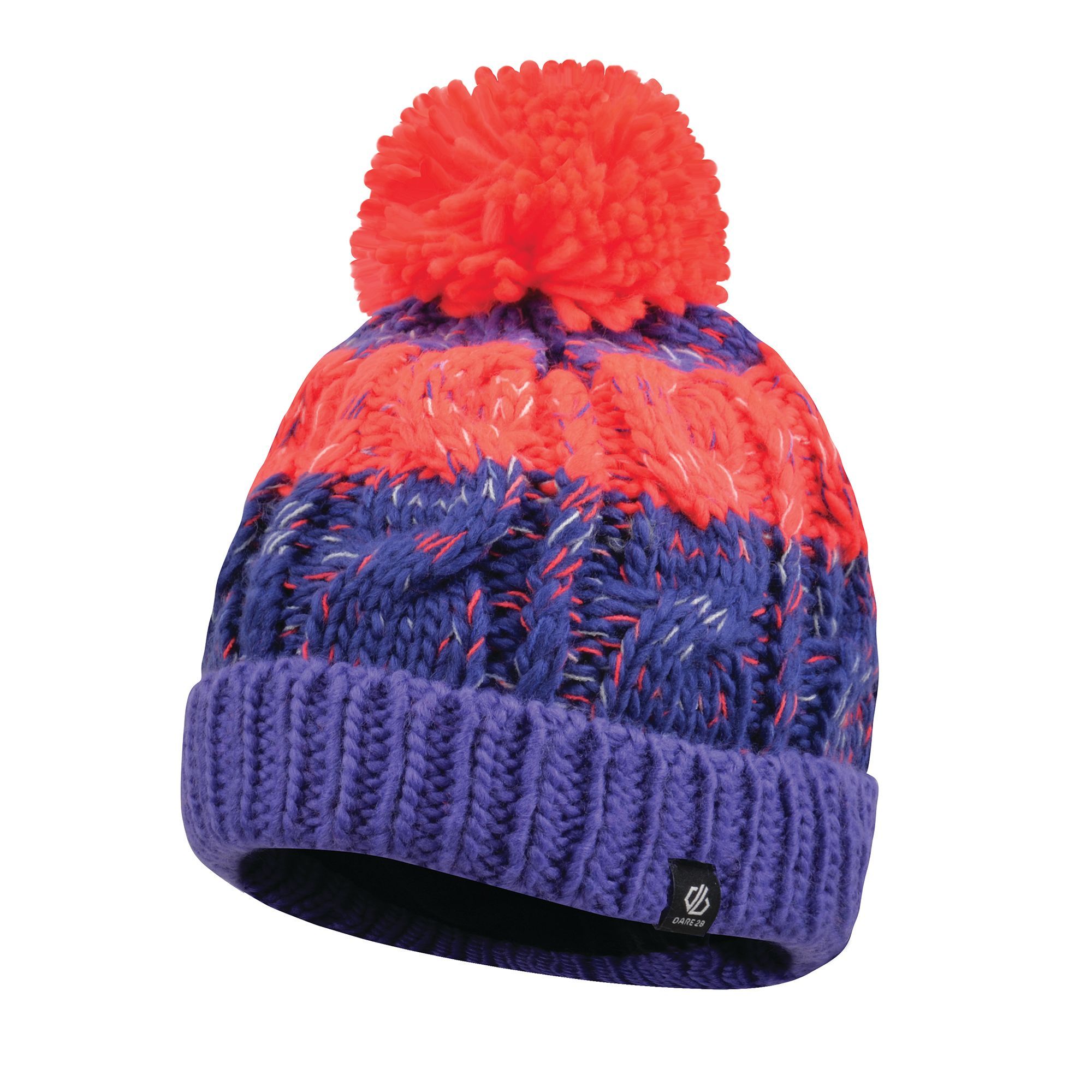 Material: acrylic: 100%. Soft knit construction. Fleece lining. Bobble detail. Knitted ribbed cuff.