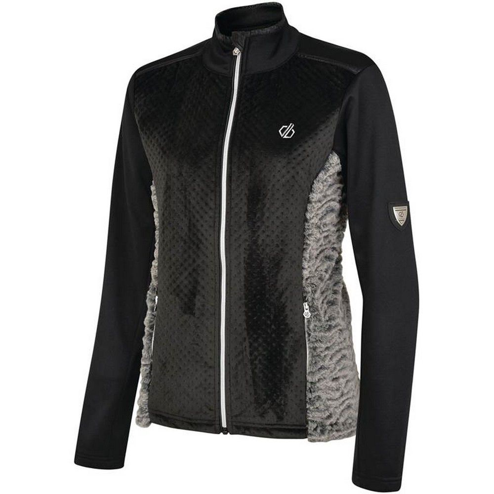 100% Acrylic. Ilus Core warm backed stretch fabric mixed with heat stitch, velvet touch, faux fur and chevron knit across the colourways. Metal effect centre front zip with inner zip and chin guard. 2 x lower pockets with metal effect zips. Dare 2B Womens Sizing (chest approx): 6 (30in/76cm), 8 (32in/81cm), 10 (34in/86cm), 12 (36in/92cm), 14 (38in/97cm), 16 (40in/102cm), 18 (42in/107cm), 20 (44in/112cm), 22 (46in/117cm), 24 (48in/122cm).