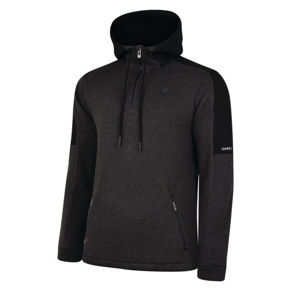 100% polyester marl knit effect brushed back fleece. Grown on hood with drawcord adjusters. Half length zip with inner zip and chin guard. 2 x lower zip pockets. 300gsm.