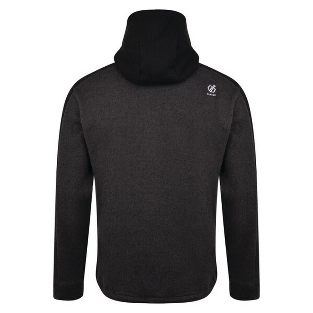100% polyester marl knit effect brushed back fleece. Grown on hood with drawcord adjusters. Half length zip with inner zip and chin guard. 2 x lower zip pockets. 300gsm.