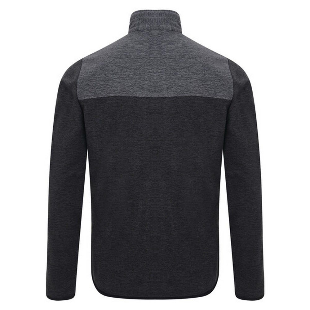 100% Polyester marl fleece. Full length zip. 2 x lower zip pockets. Stretch binding to cuffs and hem. 180gsm.