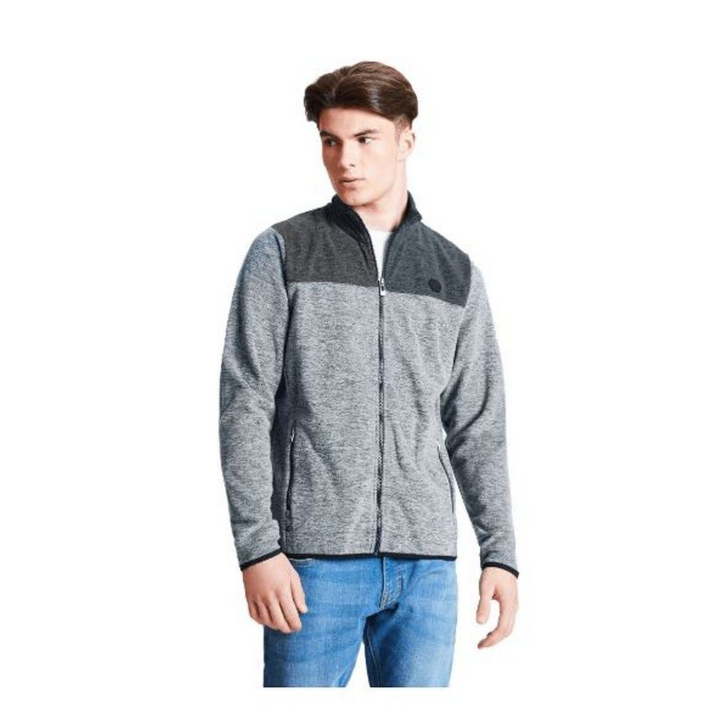 100% Polyester marl fleece. Full length zip. 2 x lower zip pockets. Stretch binding to cuffs and hem. 180gsm.