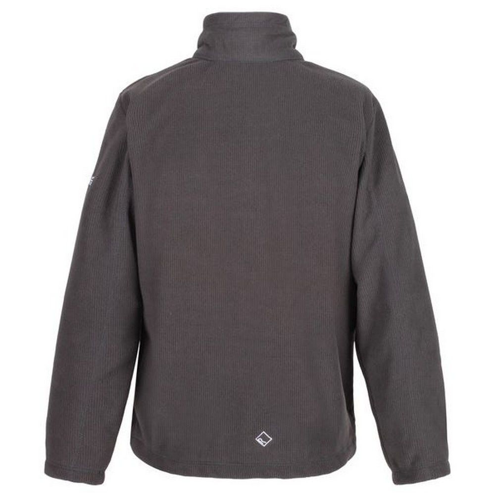 100% polyester mini grid fleece. 2 side brushed, 1 side anti-pill. 1 chest pocket and 2 zipped lower pockets. Adjustable shockcord hem. 180gsm