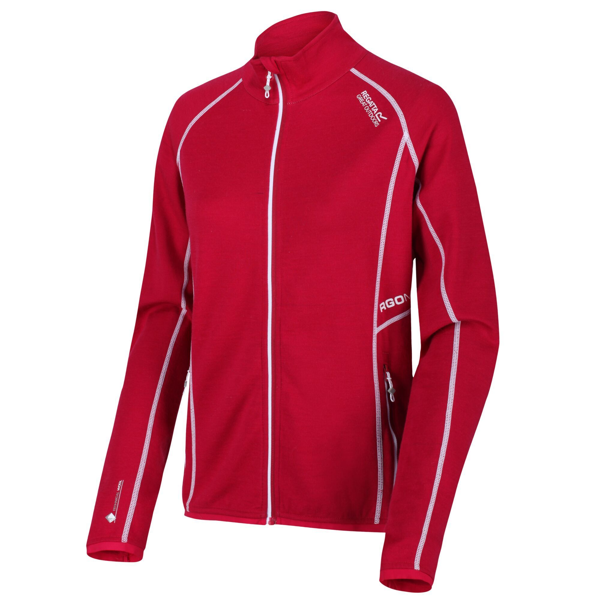 49% wool, 46% polyester, 5% polyamide. Thermo-regulating wool blend fabric. 2 zipped lower pockets. Stretch binding to cuffs and hem. Size/Bust (ins) (8/32in), (10/34in), (12/36in), (14/38in), (16/40in), (18/42in), (20/44in).