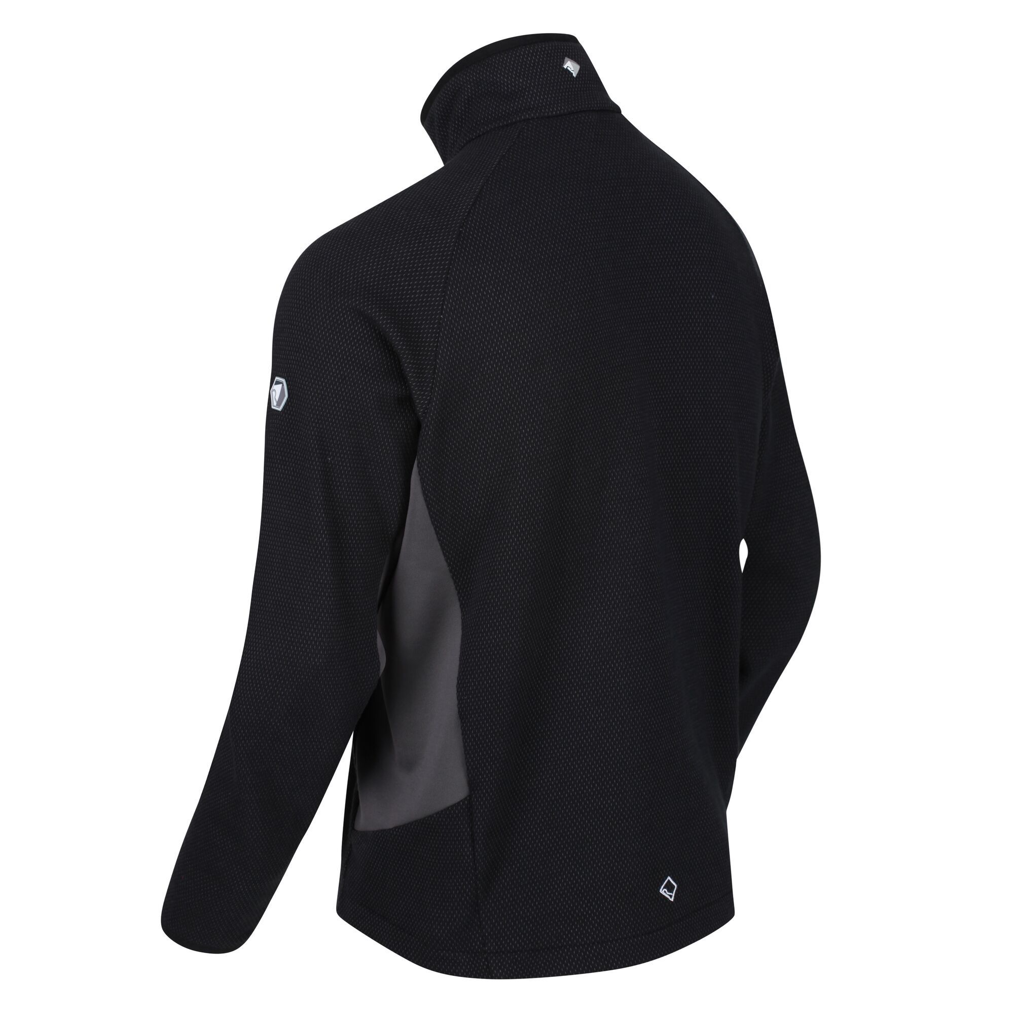 Material: 74% cotton & 26% polyester two tone fleece. Extol stretch side panels. Zip neck. Stretch binding to neck and cuffs.