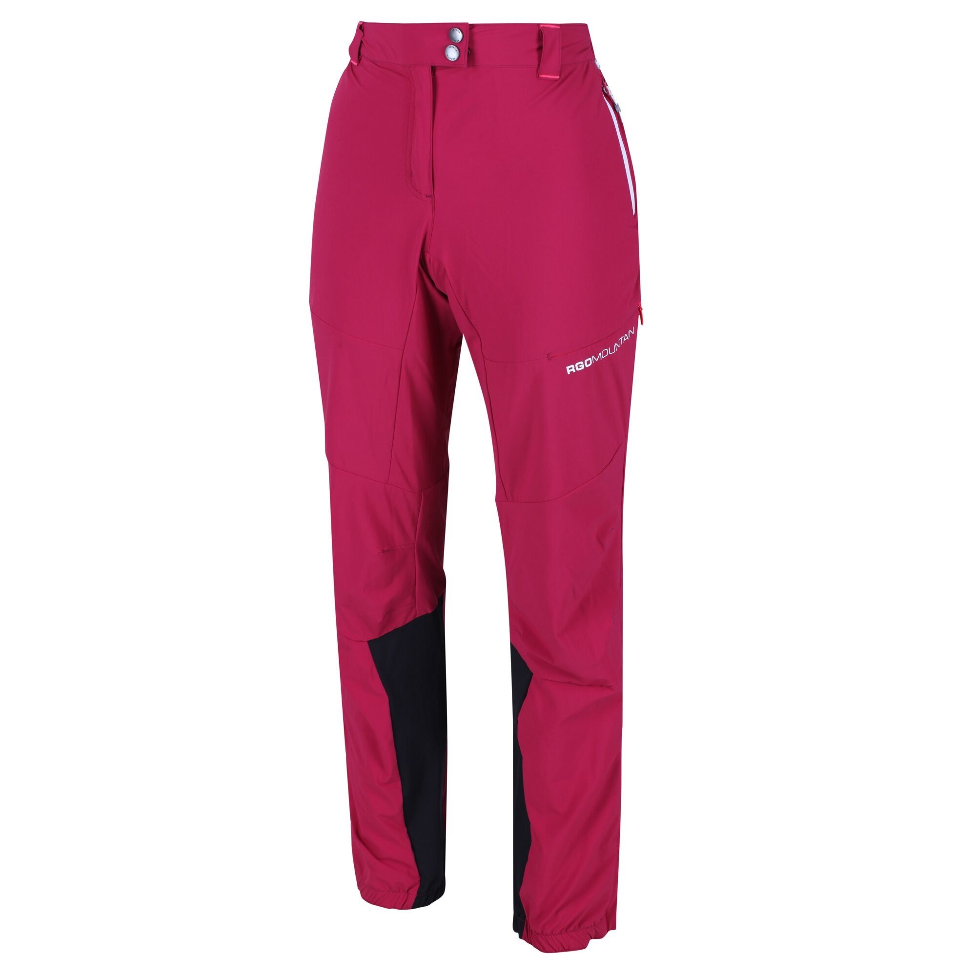 Material: 90% polyamide, 10% elastane. Cordura inner ankle panel: 88% polyamide, 12% elastane. Durable water repellent finish. Part elasticated waist. 2 zipped side pockets and 1 zipped leg pocket. Articulated knee design for an enhanced range of movement. Zip opening at ankle. Elasticated gripper tape hem and waist.