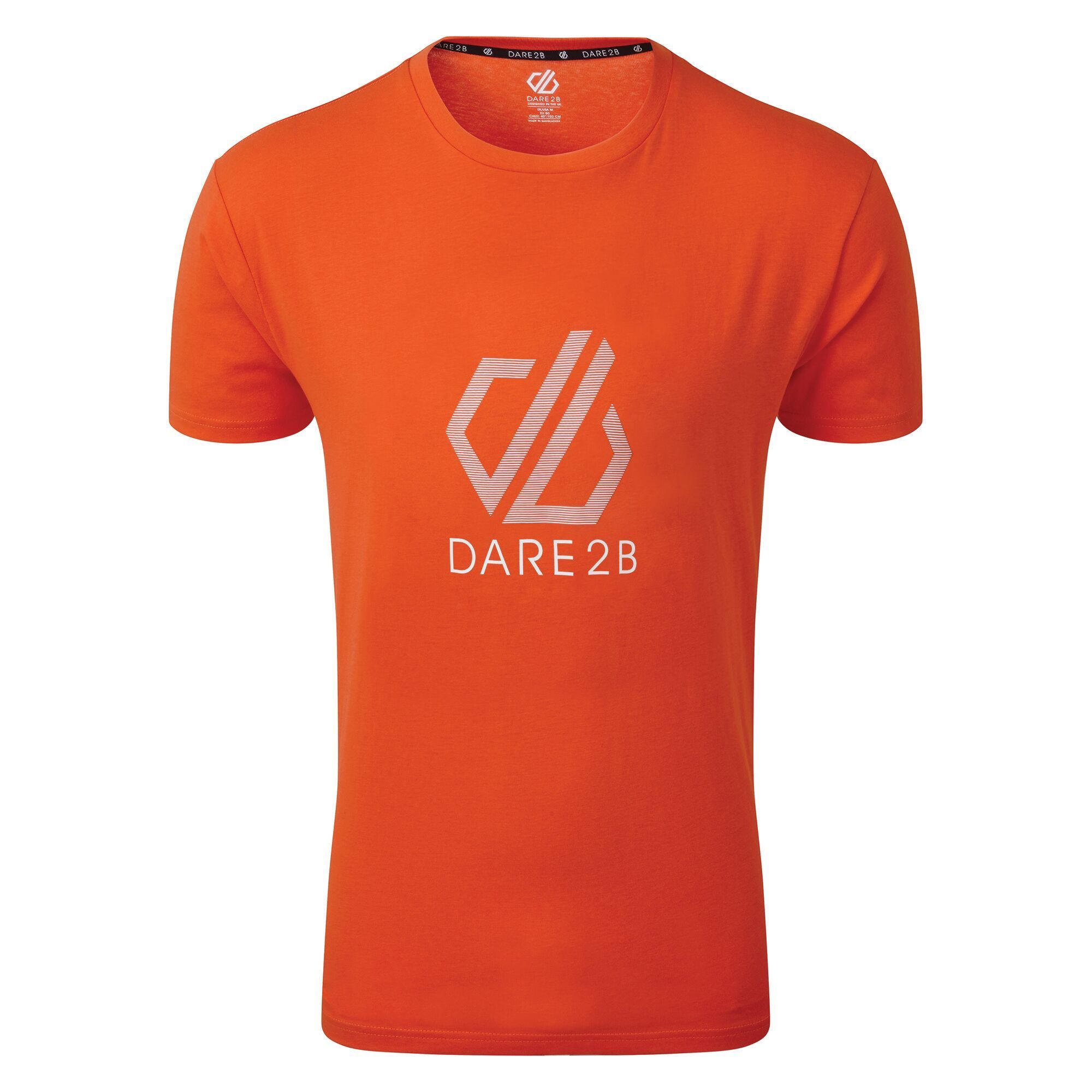 Material: 100% Cotton. Short sleeved t-shirt with ribbed collar. Features the Dare 2B logo on the front as a graphic print.