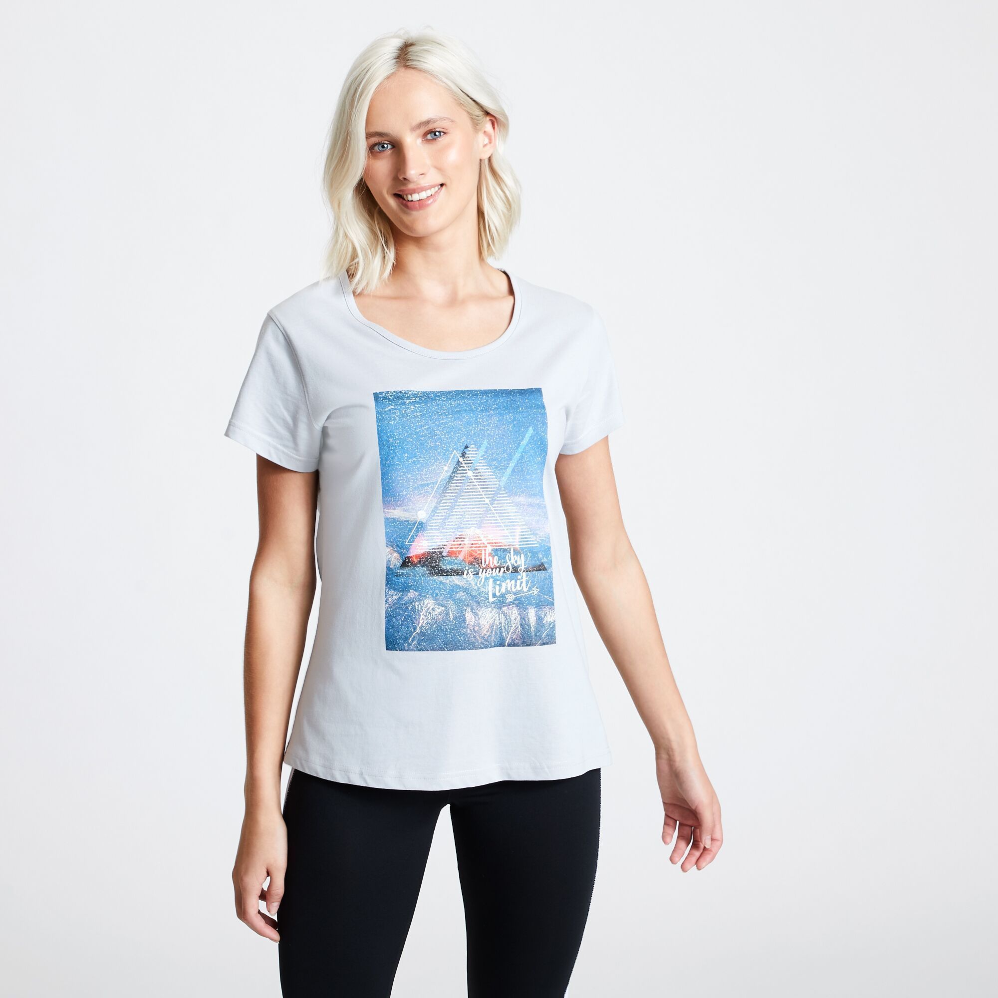 Material: 100% Cotton. Extra comfy slim fit short sleeved shirt with round neckline. Light-to-wear, soft feel. Features a dreamy artwork and quote design.