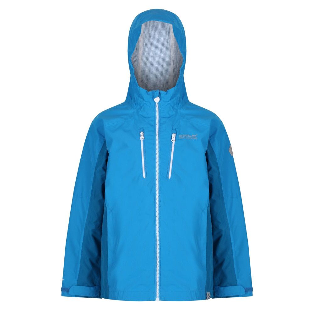 Material: 100% Polyester (Isotex 5000 polyester fabric). Durable, water repellent and breathable jacket with high collar hood. Soft-touch mesh lining, taped seams and adjustable cuffs. Features 2 zipped lower and 2 zipped chest pockets. Regatta logo print on the chest.