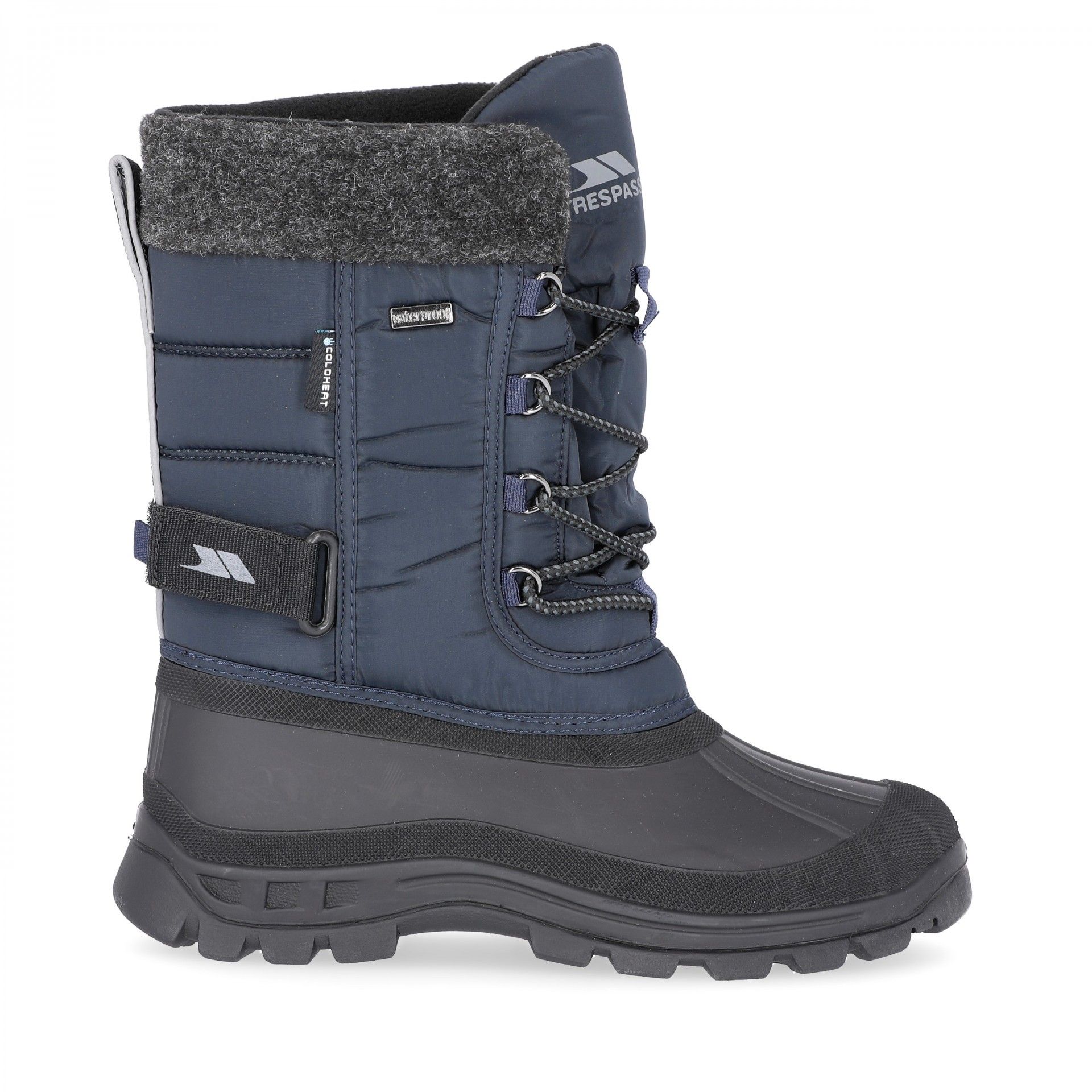 Trespass Strachan II Boys Waterproof Snow Boots Insulated in Black & Navy