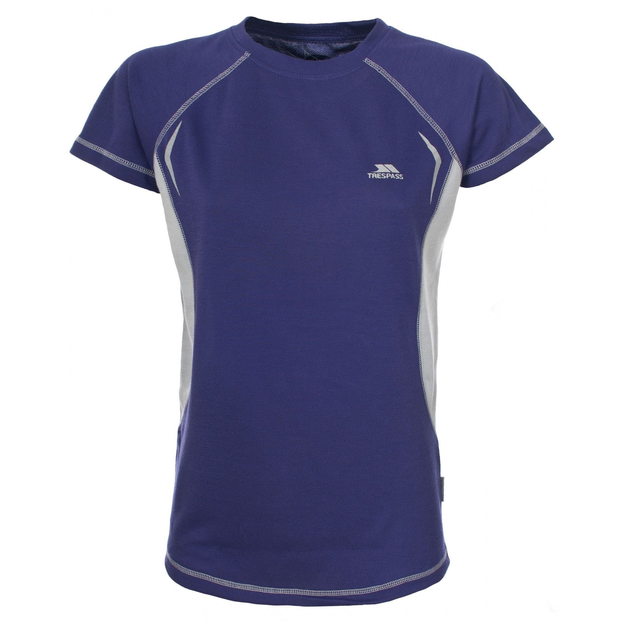 Short Sleeves. Round Neck. Contrast Panels. Contrast Print. Quick dry. 100% Polyester. Machine washable. Trespass Womens Chest Sizing (approx): XS/8 - 32in/81cm, S/10 - 34in/86cm, M/12 - 36in/91.4cm, L/14 - 38in/96.5cm, XL/16 - 40in/101.5cm, XXL/18 - 42in/106.5cm.
