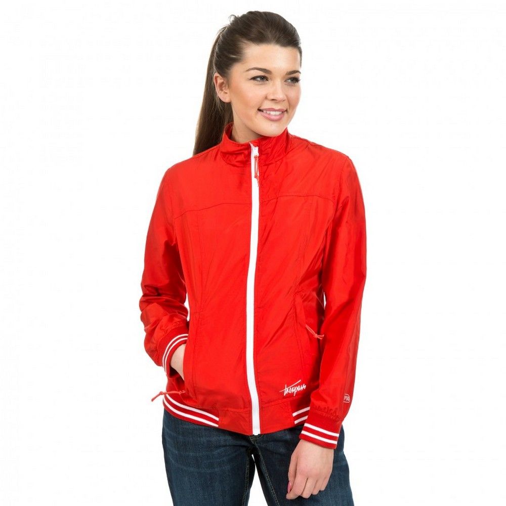 Womens casual jacket. Water repellent. 2 Zip pockets. Ribbed cuff and hem. Chin guard. Shell 100% Polyester PA Coating. Trespass Womens Chest Sizing (approx): XS/8 - 32in/81cm, S/10 - 34in/86cm, M/12 - 36in/91.4cm, L/14 - 38in/96.5cm, XL/16 - 40in/101.5cm, XXL/18 - 42in/106.5cm.