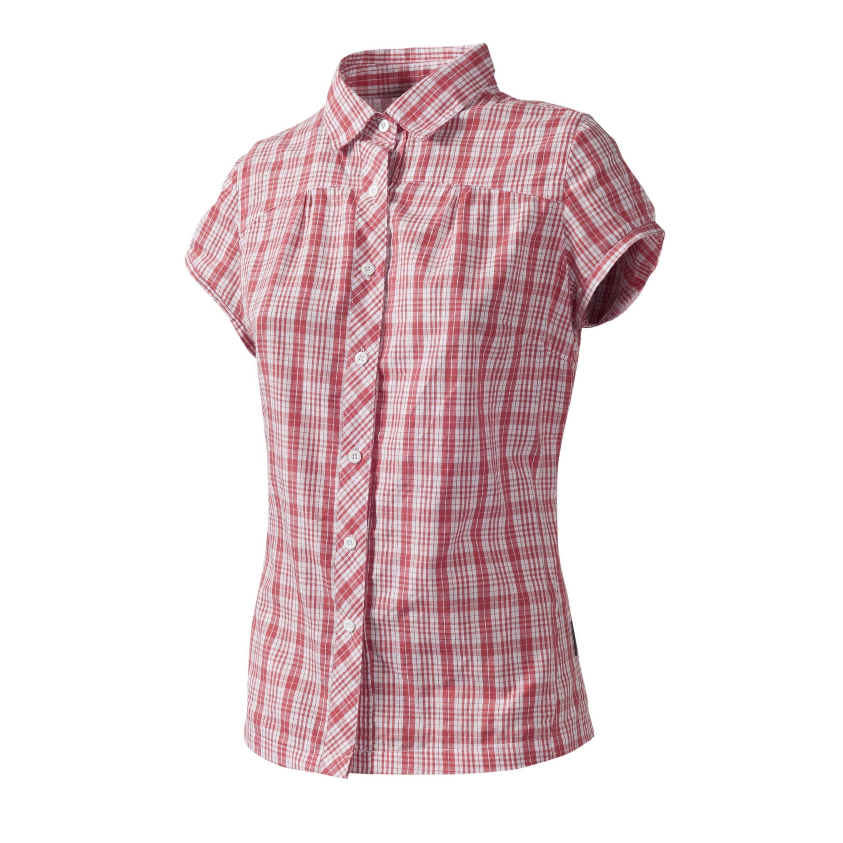 Womens blouse. Short sleeves. 2 piece collar. 1 concealed zip pocket. Ventilated mesh lined back yoke. Button fastening. 100% Cotton. Yarn dye check. Trespass Womens Chest Sizing (approx): XS/8 - 32in/81cm, S/10 - 34in/86cm, M/12 - 36in/91.4cm, L/14 - 38in/96.5cm, XL/16 - 40in/101.5cm, XXL/18 - 42in/106.5cm.