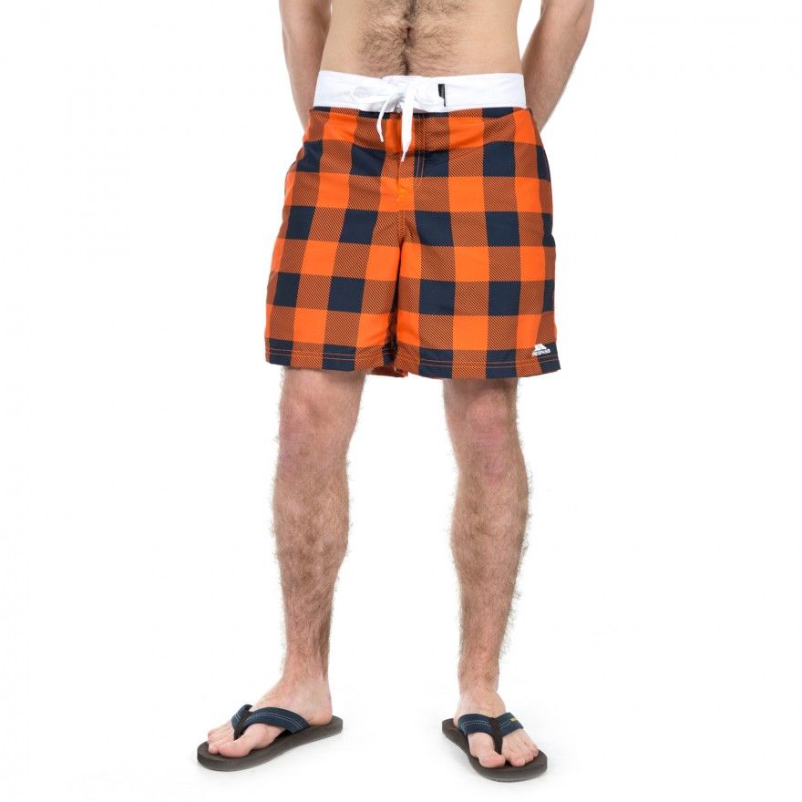Mens board shorts. Mid length. Flast waist with back elastic. Inner mesh pant. Side entry pockets. 1 zip pocket. Surf comb/bottle opener. Key string. Fabric: 100% Polyester. Mesh: 100% Polyester. Sizing (approx): S - 32in/81cm, M - 34in/86cm, L - 36in/91.5cm, XL - 38in/96.5cm, XXL - 40in/101.5cm, 3XL - 42in/106.5cm.