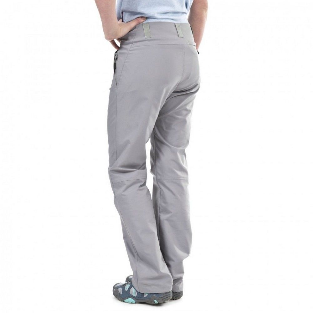 Bonded fly. 2 zipped side pockets. Zipped leg pocket. Zipped back pocket. Articulated knees. Elasticated drawcord and toggle adjustment at hem. Highly breathable. Abrasion resistant. UV protection. Shell: 100% Polyester. Trespass Womens Waist Sizing (approx): XS/8 - 25in/66cm, S/10 - 28in/71cm, M/12 - 30in/76cm, L/14 - 32in/81cm, XL/16 - 34in/86cm, XXL/18 - 36in/91.5cm.