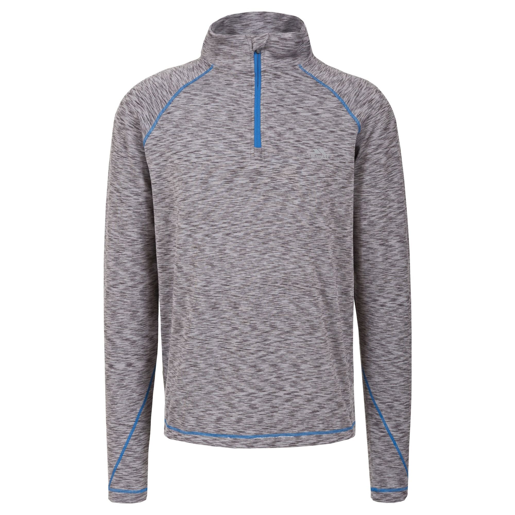1/2 zip. Long sleeve. Contrast flat seams. Reflective printed logos. Small rear zip pocket.  finish. Wicking. Quick dry. 86% Polyester/14% Elastane. Trespass Mens Chest Sizing (approx): S - 35-37in/89-94cm, M - 38-40in/96.5-101.5cm, L - 41-43in/104-109cm, XL - 44-46in/111.5-117cm, XXL - 46-48in/117-122cm, 3XL - 48-50in/122-127cm.