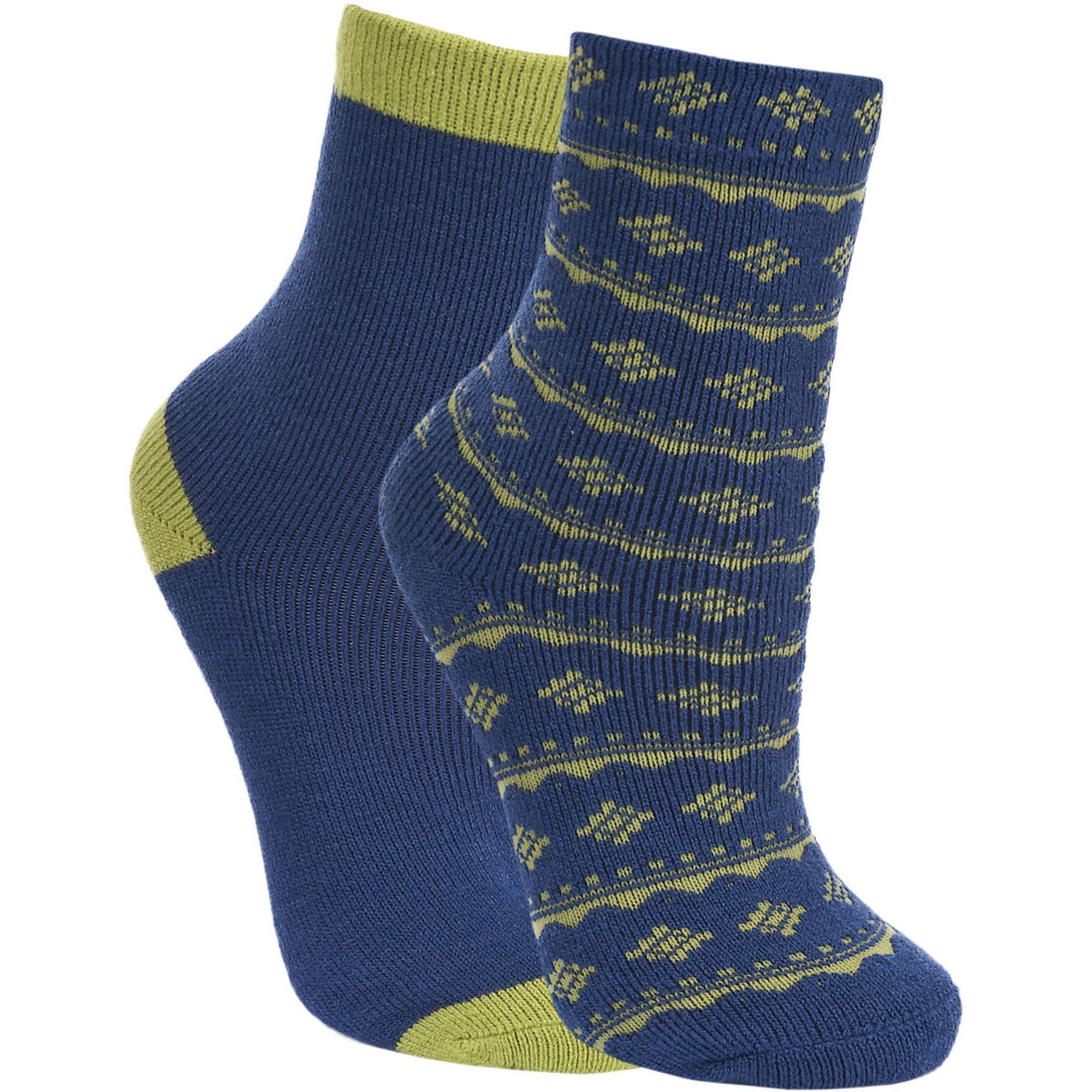 Childrens casual two tone socks. Two pairs per pack. Includes one plain pair and one patterned pair. Choice of 2 colour packs. Choice of 2 sizes: 9-12 UK Youth or 12 UK Youth - 3 UK. 80% Acrylic, 14% Elastane, 5% Polyamide, 1% Polyester.