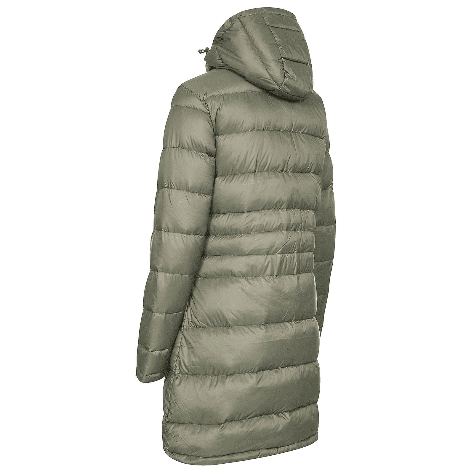 Adjustable grown on hood. 2 zipped pockets. Longer length. 2 way front zipper. Shell: 100% Polyamide, Lining: 100% Polyamide, Filling: 90% Down/10% Feather. Trespass Womens Chest Sizing (approx): XS/8 - 32in/81cm, S/10 - 34in/86cm, M/12 - 36in/91.4cm, L/14 - 38in/96.5cm, XL/16 - 40in/101.5cm, XXL/18 - 42in/106.5cm.