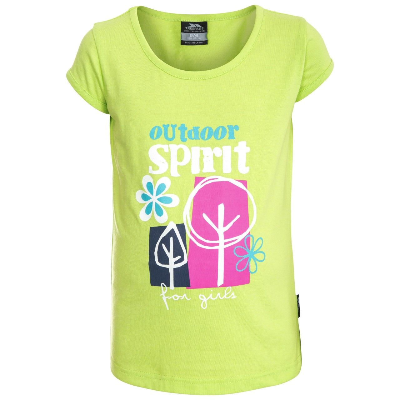 Round neck t-shirt. Front print. 50% Polyester, 50% Cotton. Trespass Childrens Chest Sizing (approx): 2/3 Years - 21in/53cm, 3/4 Years - 22in/56cm, 5/6 Years - 24in/61cm, 7/8 Years - 26in/66cm, 9/10 Years - 28in/71cm, 11/12 Years - 31in/79cm.