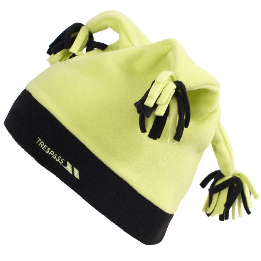 Warm fleece hat with a cool jester-style design with tassels. Great for the winter. 100% polyester.