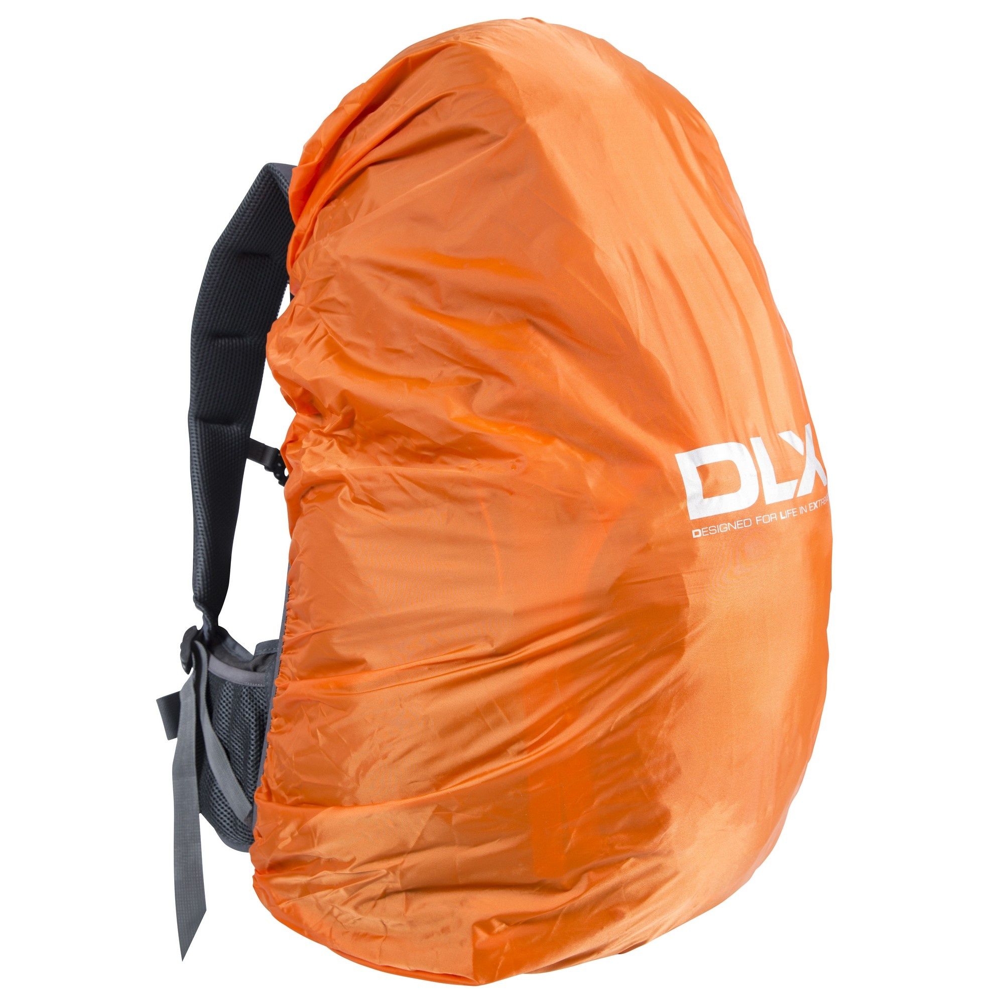 100% 420D polyester. 70 litre DLX rucksack. Airflow system. Trekking pole loops. Ice axe loops. Hydration pack access. 2000mm waterproof raincover.
