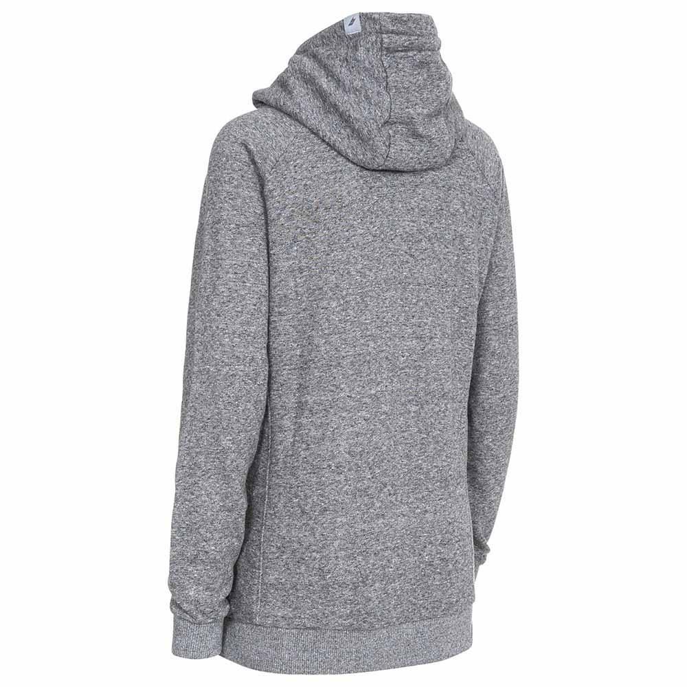 Knitted marl fleece. Looped back. Hooded style. 2 pockets. Contrast hood cord ties. 260gsm. 80% Cotton, 20% Polyester. Trespass Womens Chest Sizing (approx): XS/8 - 32in/81cm, S/10 - 34in/86cm, M/12 - 36in/91.4cm, L/14 - 38in/96.5cm, XL/16 - 40in/101.5cm, XXL/18 - 42in/106.5cm.