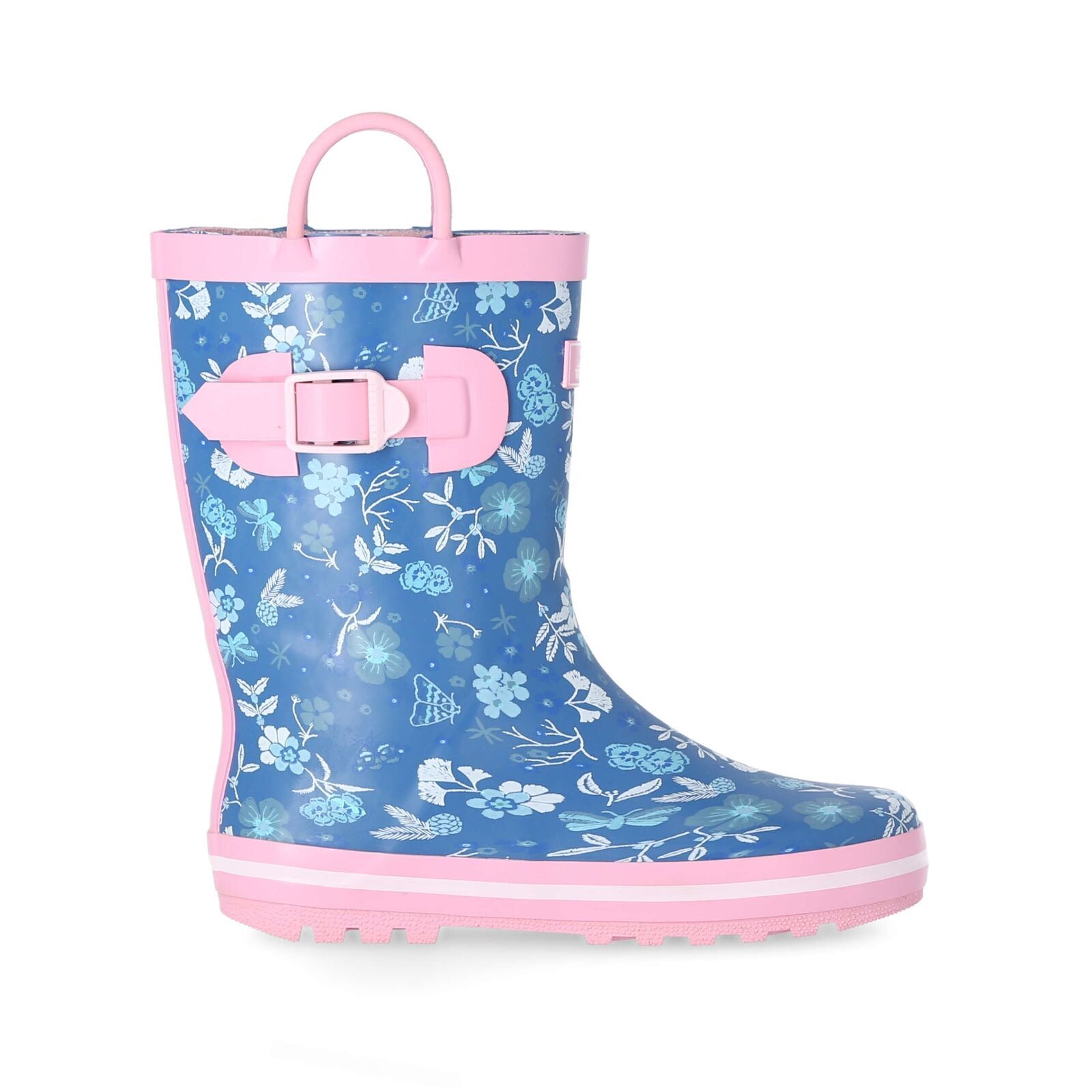 Printed welly boot. Adjustable buckle. Cushioned footbed. Durable grip sole. Waterproof. Upper: Rubber, Lining: Textile, Insole: EVA, Outsole: Rubber.