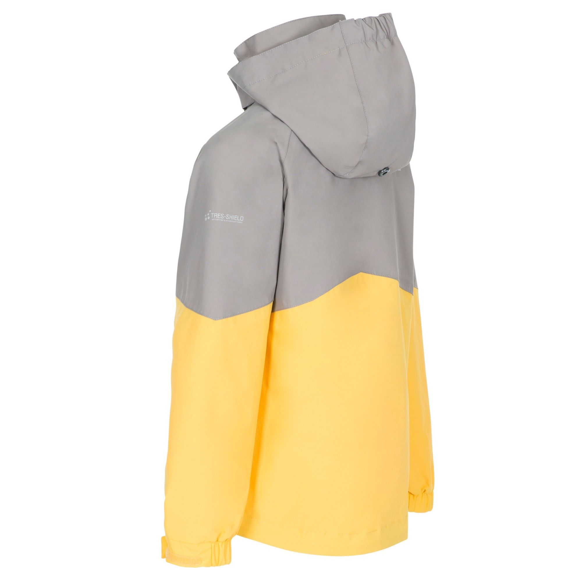 Shell: 100% Polyamide PU, Lining: 100% Polyester. 2 lower zip pockets. Detachable stud off hood. Adjustable cuffs with touch fastening tab. Contrast lining. Waterproof 3000mm, windproof, taped seams. Trespass Childrens Chest Sizing (approx): 2-3 Years - 21in/53cm, 3-4 Years - 22in/56cm, 5-6 Years - 24in/61cm, 7-8 Years - 26in/66cm, 9-10 Years - 28in/71cm, 11-12 Years - 31in/79cm.