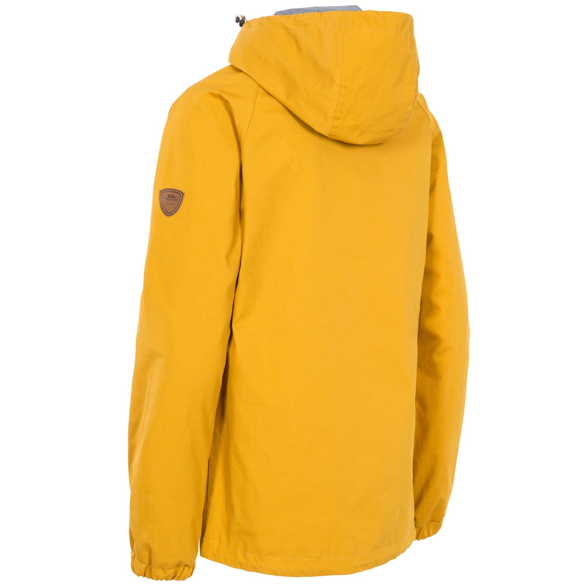 Shell: 100% Cotton, TPU membrane, Lining: 100% Polyester. Taffeta lining. Grey marl jersey lining in hood. Over the head style. Side entry zip. Grown on hood with adjusters. Large pouch pocket. 2 zip pockets. Full elastic cuff. Waterproof 3000mm, breathable 3000mvp, windproof, taped seams. Trespass Womens Chest Sizing (approx): XS/8 - 32in/81cm, S/10 - 34in/86cm, M/12 - 36in/91.4cm, L/14 - 38in/96.5cm, XL/16 - 40in/101.5cm, XXL/18 - 42in/106.5cm.
