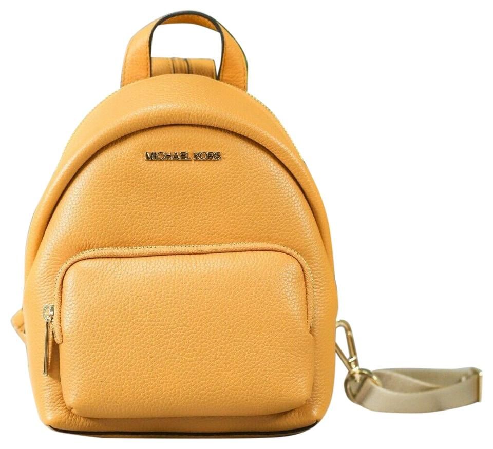 Michael Kors Erin Small Leather Convertible Backpack Bag (Marigold)