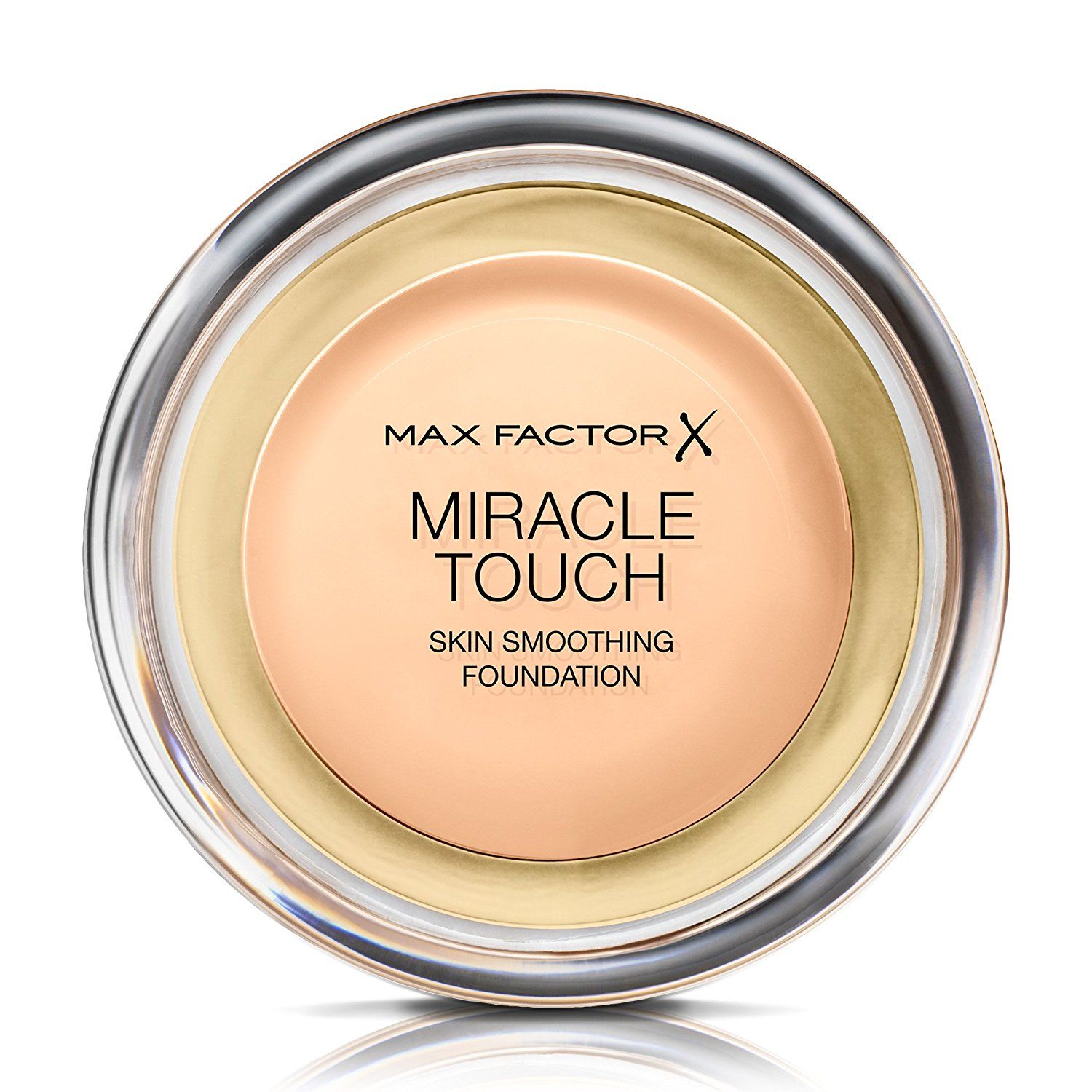 New Miracle Touch Skin Smoothing Foundation's solid to liquid formula melts and glides across uneven skin for a miraculous smooth finish. The formula melts at your touch and glides over skin. Smoothes and covers uneven skin textures. Foundation with full coverage for a miracle smooth finish. Sponge applicator concealed in lid.