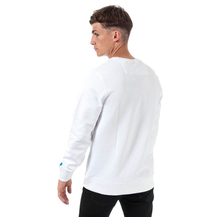 Mens Guess Breana Crew Sweatshirt in white.<BR><BR>- Ribbed crew neck.<BR>- Long sleeves.  <BR>- Guess branding printed at left chest.<BR>- Rubberised Guess brand tab above left cuff.<BR>- Ribbed cuffs and hem.  <BR>- Tonal back neck tape.<BR>- Comfortable cotton loop back jersey construction.<BR>- Regular fit.<BR>- 100% Cotton.  Machine washable.  <BR>- Ref: MOGQ64