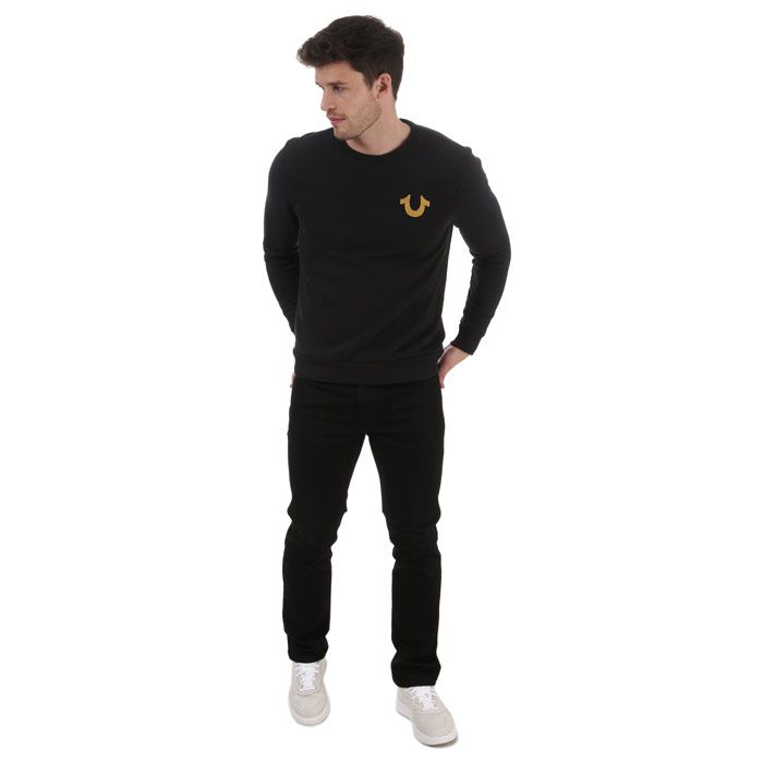 Mens True Religion Horseshoe Logo Sweatshirt in black.<BR><BR>- Crew neck.<BR>- Long sleeves.<BR>- Ribbed cuffs and hem.<BR>- Horseshoe logo to chest.<BR>- Large printed Buddha logo to back.<BR>- Regular fit.<BR>- 60% Polyester  40% Cotton.  Machine washable.<BR>- Ref: MSMAX2C0671001