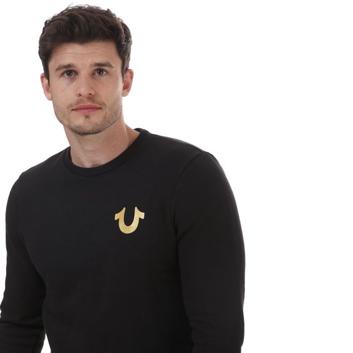 Mens True Religion Horseshoe Logo Sweatshirt in black.<BR><BR>- Crew neck.<BR>- Long sleeves.<BR>- Ribbed cuffs and hem.<BR>- Horseshoe logo to chest.<BR>- Large printed Buddha logo to back.<BR>- Regular fit.<BR>- 60% Polyester  40% Cotton.  Machine washable.<BR>- Ref: MSMAX2C0671001