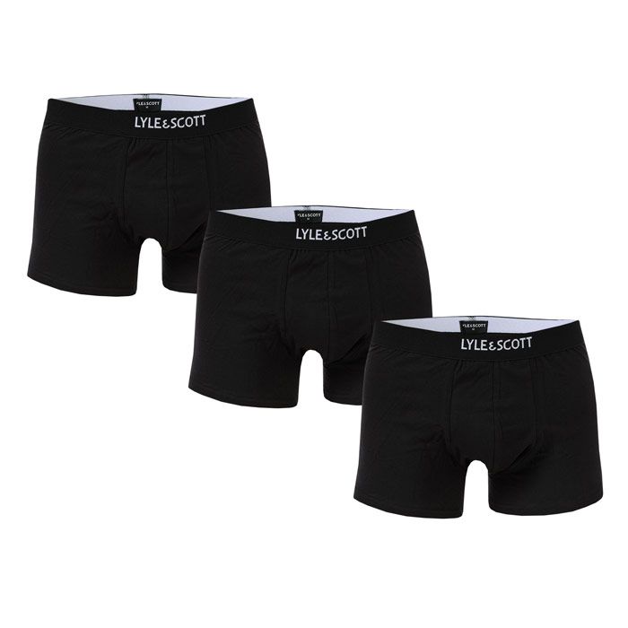 Men's Lyle And Scott Nathan 3 Pack Boxer Shorts Underwear in Black 