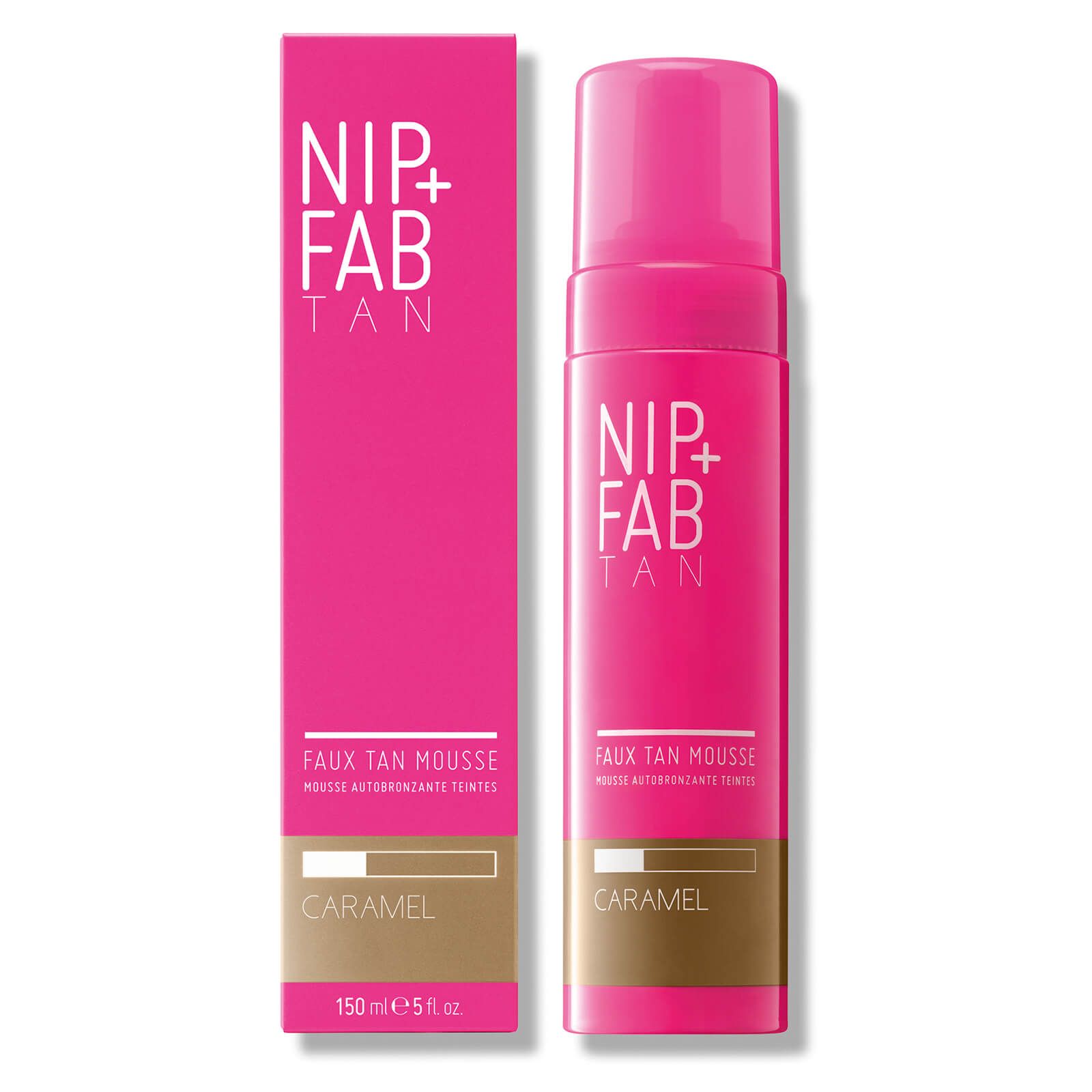 Get a flawless streak free tan application with the nip + fab faux tan mousse. This velvety smooth formula features an easy to use colour guide to ensure you get a seamless application every time, whether you're a first-time tanner or a complete tanning Pro. Available in three perfect shades to get a long-lasting tan. Containing nip + fab's iconic ingredient, Glycolic acid we have developed a unique formula that lasts for five days and gently fades ready for your next application! Caramel creates a light golden glow.