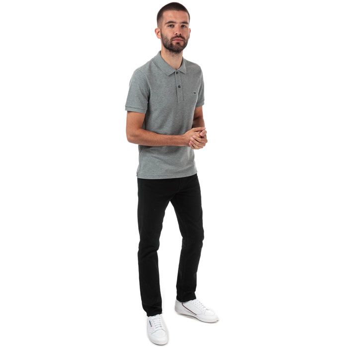 Mens Lacoste Slim Fit Petit Pique Polo Shirt  Grey.<BR><BR>- Classic buttoned collar.<BR>- Cotton poplin.<BR>- Regular fit.<BR>- Embroidered green crocodile branding on chest. <BR>- 100% cotton. Machine washable.<BR>- Ref: PH4012009MN.
