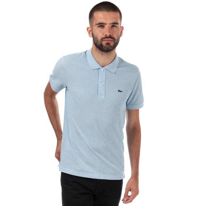 Mens Lacoste Slim Fit Petit Polo Shirt  Light Blue. <BR><BR>- Signature design. <BR>- Cotton pique combines comfort and elegance.<BR>- Slim fit.<BR>- Ribbed collar and armbands.<BR>- 2-button placket.<BR>- Green crocodile embroidered on chest. <BR>- Cotton 100%. Machine washable.<BR>- Ref: PH4012009Q9.