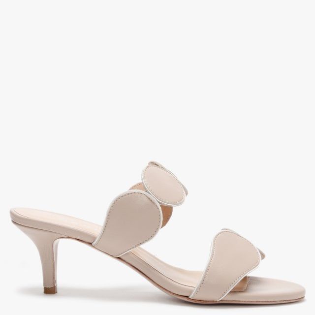 Slip into the elegant Daniel Pollie Leather High Heel Sandals. This New Season style is crafted from a premium leather upper with luxurious leather lining and sole. These open sandals feature peep toe, circular design to the upper and mid stiletto heel. Signature Daniel branding is seen on the foot-bed.