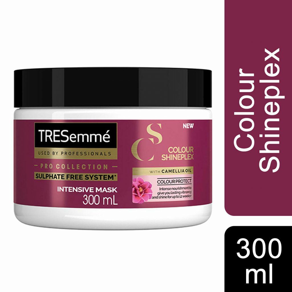 TRESemme Pro Collection Colour Shineplex Intensive Hair Mask, 3 Pack, 300ml


COLOUR SHINEPLEX SULPHATE FREE MASK : Your colour is an investment you want to last. Whether you’re a fan of the natural look or you love a bold new colour trend, it’s important to take care of your coloured hair by using products that are mild and gentle for your hair. That is why we launched our TRESemmé Pro Collection Colour Shineplex intensive mask that is part of our first ever sulphate free system. 


TRESemmé Pro Collection Colour Shineplex Intensive Mask combines professional performance with gentle care. Combining professional performance with gentle care, the mask provides intense nourishment due to higher concentration of conditioning actives.

    TRESemme pro collection colour shineplex intensive mask combines professional performance with gentle care
    Intense nourishment due to higher concentration of conditioning actives
    Infused with camellia oil, known for its regenerative properties
    The rich formula gives better coverage of your hair for revitalized, nourished and naturally beautiful hair
    Get long lasting colour vibrancy for up to 12 weeks
    Delivers on coloured hair needs without the use of sulphates


How to Use : 

    Always start your style with TRESemmé Pro Collection Colour Shineplex Shampoo and Conditioner. 
    Apply a generous amount, distributing evenly from the middle to the ends. 
    Work anything that's left through the roots. 
    Run a wide-tooth comb or your fingers through to smooth and detangle. 
    Leave on for 3-5 minutes and rinse thoroughly. 
    Use as a weekly indulgence or as often as needed.


Caution : use only as directed. Avoid contact with eyes. If eye contact occurs wash out immediately with warm water. If irritation occurs discontinue use. As we are always looking to improve our products, our formulations change from time to time, so please always check the product packaging before use.