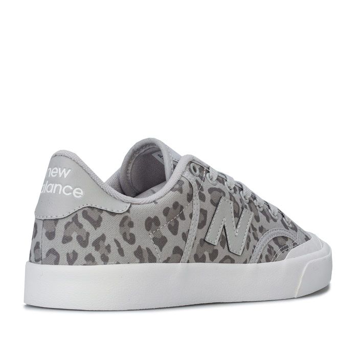 Womens New Balance Pro Court Trainers in grey leopard. – Premium canvas upper. – Allover leopard print. – Lace up fastening. – Padded collar. – Contrast heel patch. – Comfortable textile lining. – Removable cushioned sockliner. – Vulcanised rubber outsole. – New Balance branding at tongue side and heel. – Textile upper – Textile lining – Synthetic sole. – Ref: PROCTSEH