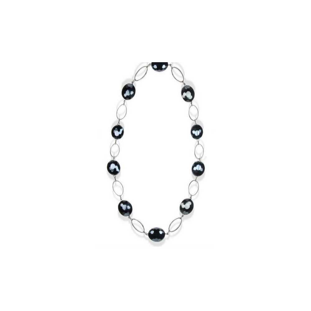 Black Crystal Necklace and Silver Plated