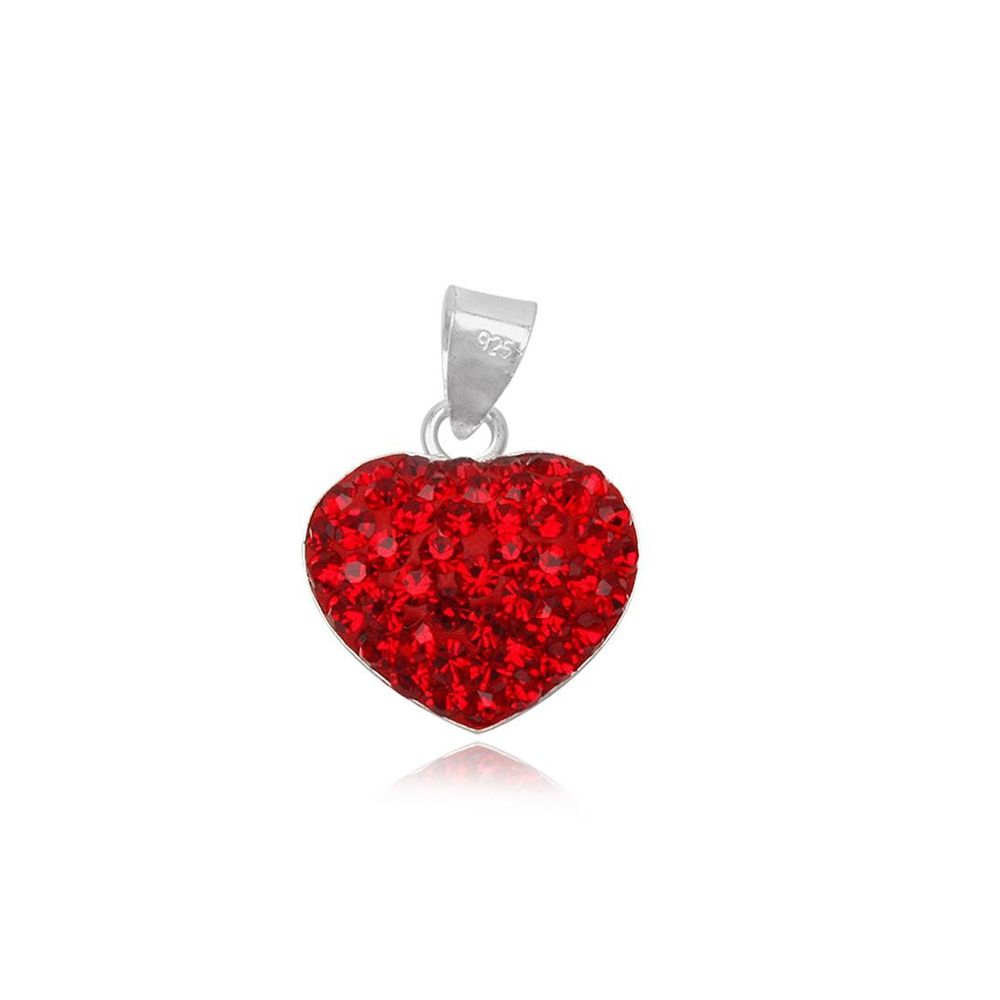 Red Crystal Heart Pendant and 925 Silver
