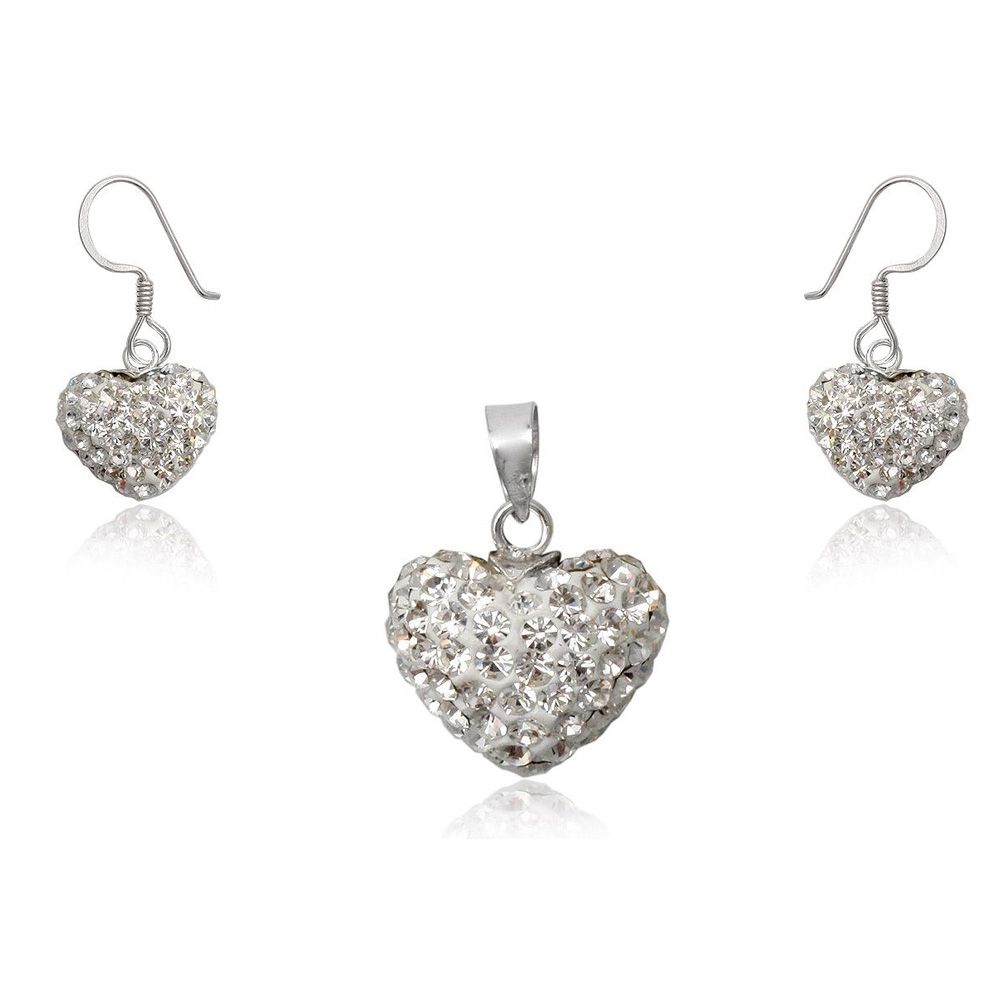 White Crystal Heart Set and 925/1000 Silver