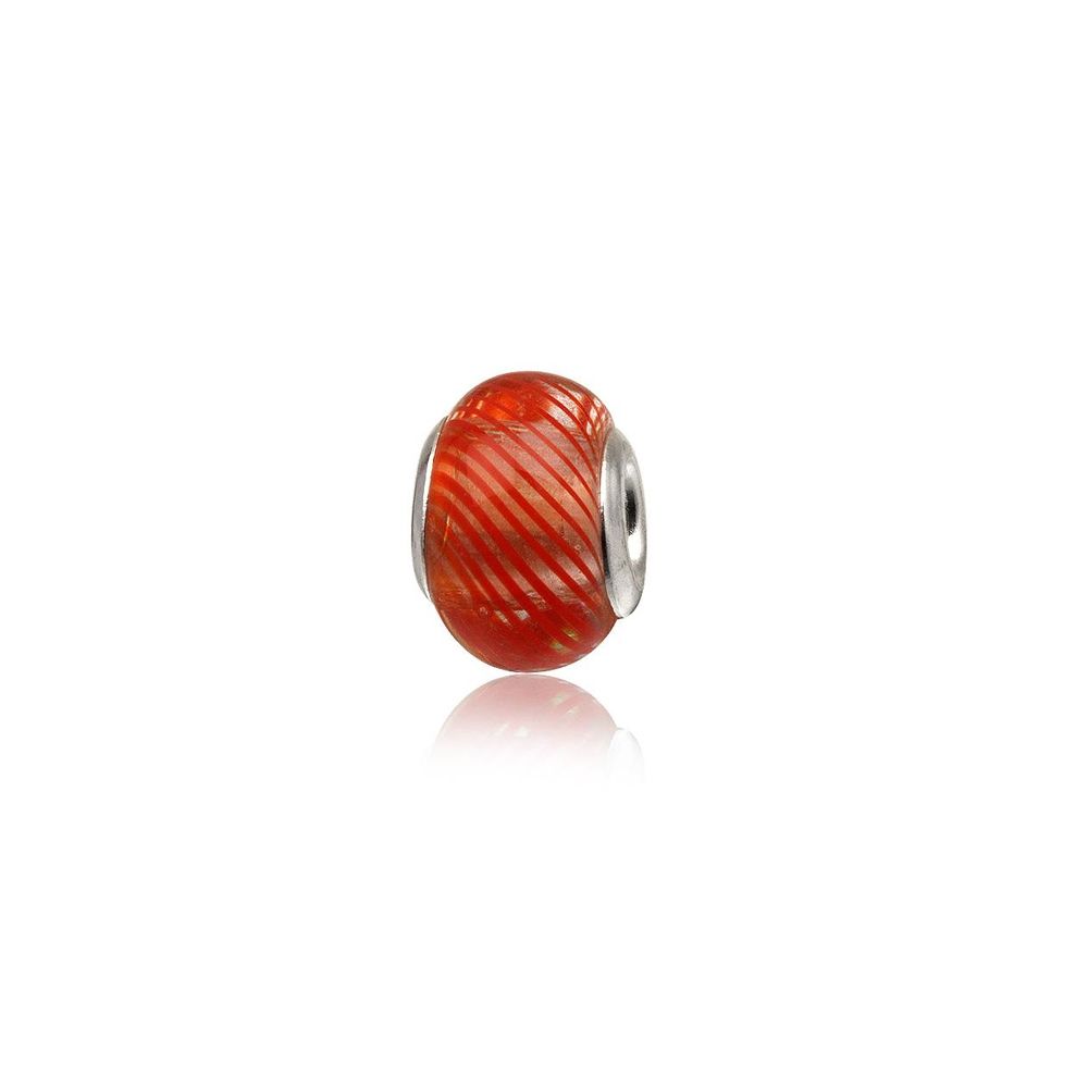 Red Murano Glass Charms Bead and 925 Silver
