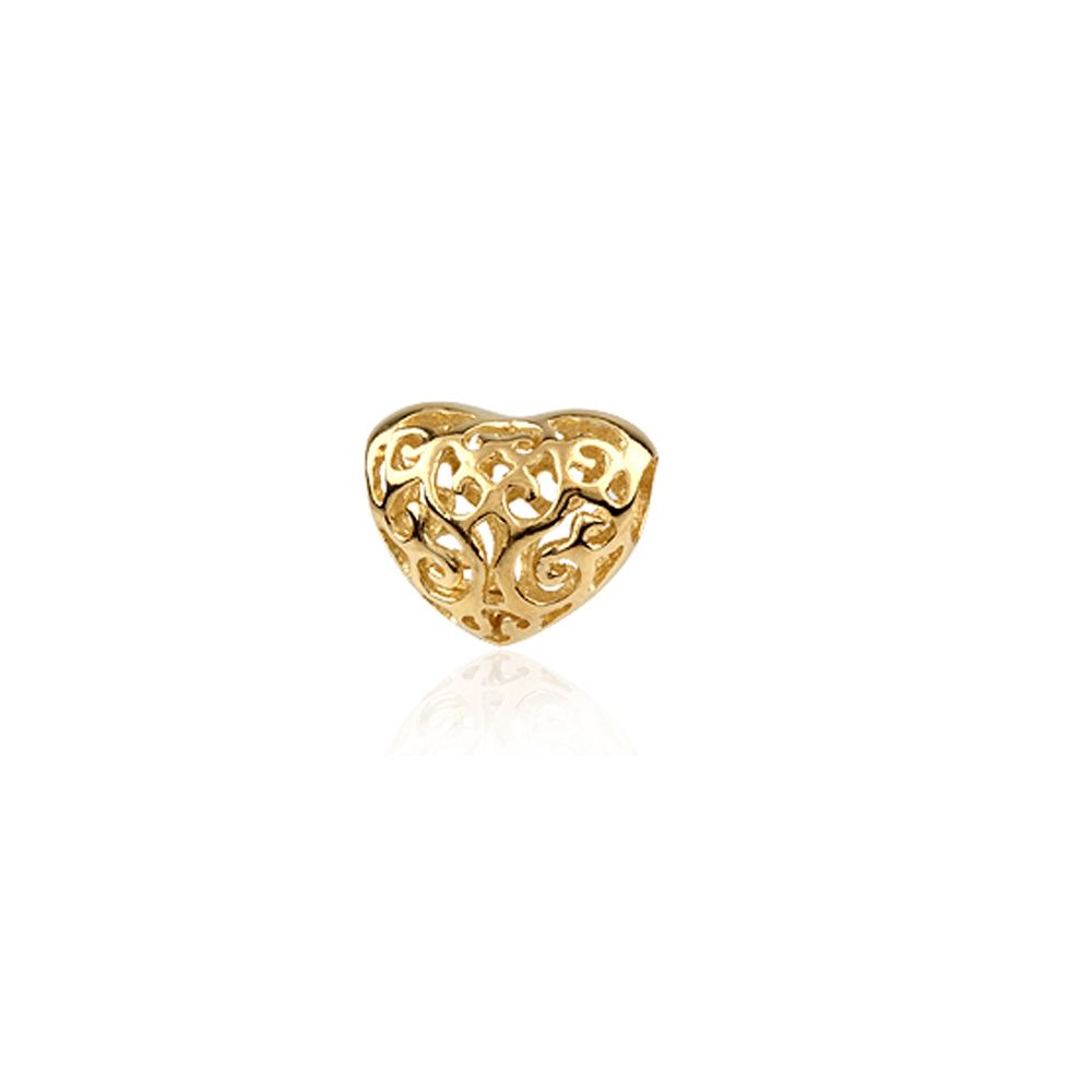 925 silver Yellow Gold plated Heart SpacerCharms Beads Yellow Gold plated 925 sterling silver Size: 13 x 16 mm