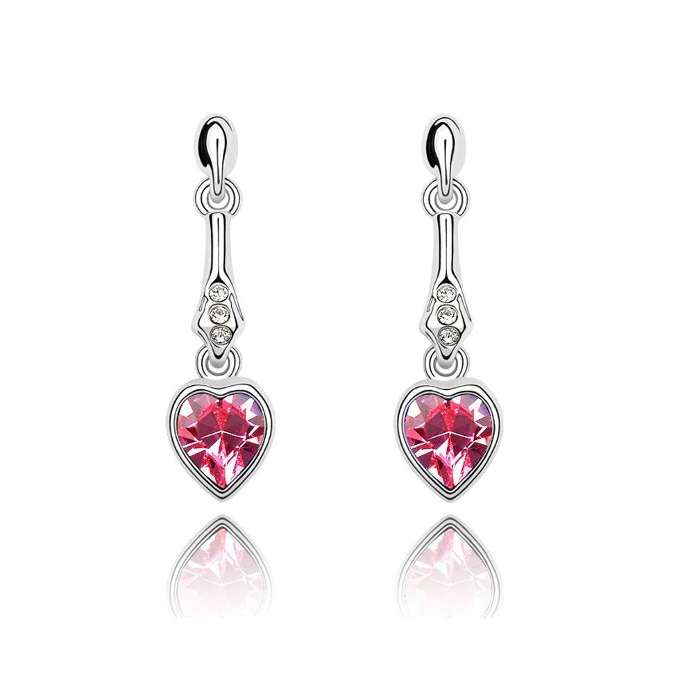 Swarovski - Heart pendant Earrings made with a pink Crystal from Swarovski