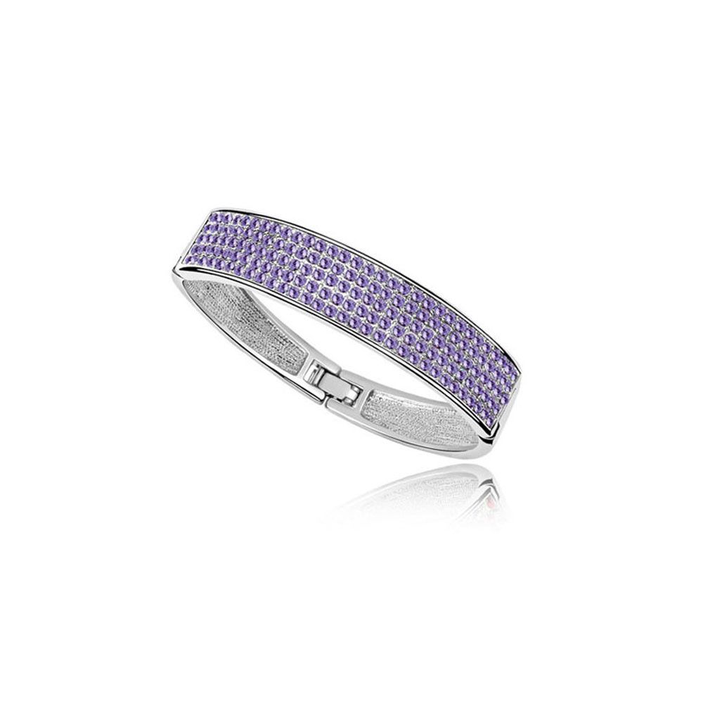 Swarovski - Bangle Bracelet made with a Purple Crystal from Swarovski and White Gold plated